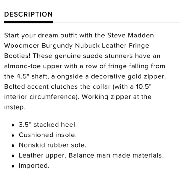 Steve Madden Women's Burgundy Woodmeer Nubuck Leather Fringe Ankle Bootie Size 8 - Picture 14 of 14